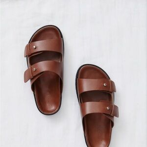 Jenni Kayne Hutton Slide Sandal Brown Leather Sandals